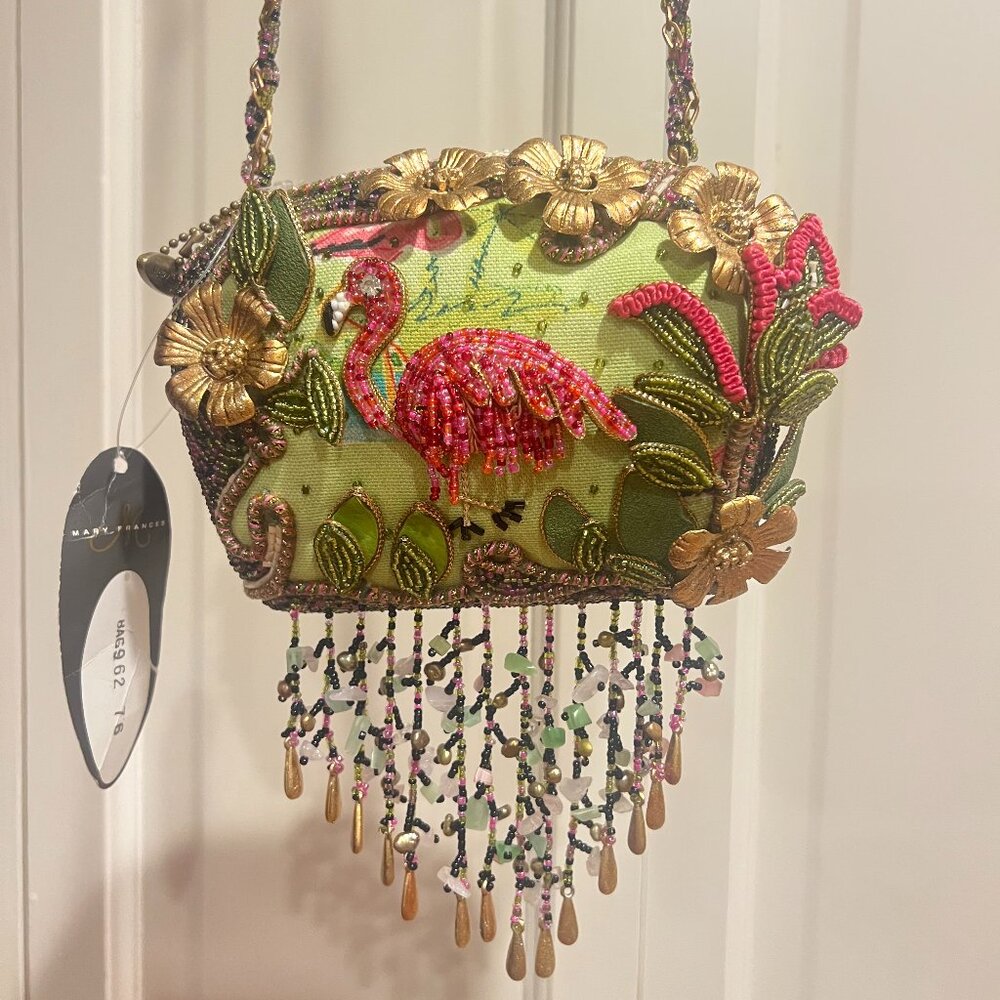 Original Mary Frances Pink and Gold Flamingo Clutch